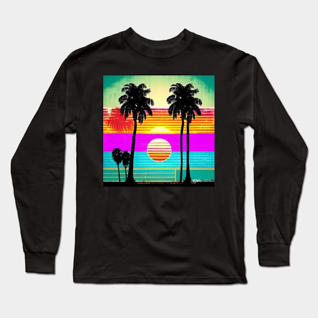 Retro 80s Summer Sun 13 Long Sleeve T-Shirt by Benito Del Ray